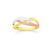 9ct Gold Tri Tone Multi Wave Ring
