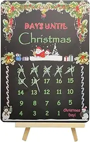 [Generic] Countdown Calendar | Reusable Chalkboard Style Calendar Countdown Sign 2 in 1 - Cute Double Sided and Reusable Christmas Countdown Chalkboard for Home, Adult and Kids