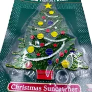 VTG Kmart Christmas Stained Glass Suncatcher Christmas Tree Retro NIP