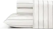 [Tommy Bahama] Sheets, Luxurious Cotton Sateen Bedding with Matching Pillowcases, Smooth & Silky, Deep Pocket, Fully Elasticized (La Vida Stripe Brown, King)
