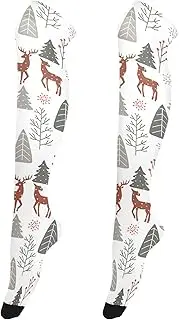[Caihoyu] Knee-High Women'S Stockings Elastic Thigh High Socks Extra Long Socks Over Knee Baseball Socks for Proms Christmas Pattern Spruces Deer Trees, Christmas Pattern Spruces Deer Trees