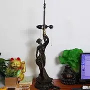 Tiffany Table Lamp Base with 3 Lights, Pole Height 34" Desk Lights Base Resin Girls Lamp Base Replacement Only Fit for 18 Inch Tiffany Style Stained Glass Lampshades KeYJ