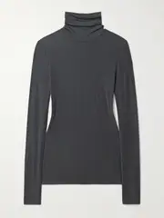 [AGOLDE] AGOLDE - Pascale Stretch-lyocell Turtleneck Top - Mushroom - large large Neutrals