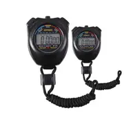 2Pc Handheld Stopwatch Digital Chronograph Sport Counter Lap Timer Alarm Watch Clock