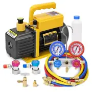 FAVORCOOL 3.6CFM 1/4HP Vacuum Pump + AC Manifold Gauge Set Combo R410A R22