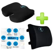 Coccyx Cushion Seat + Lumbar Back Pillow Support Memory Foam Office Car Home New