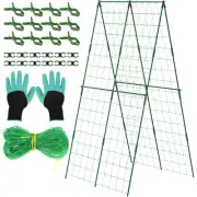 Cucumber Trellis Adjustable Size A Frame Garden Trellis with Climbing Net QRT