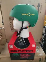 PRO-TEC Classic Certified Skateboard Skate Bike Helmet Large Matte Rasta Green