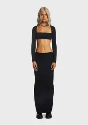 [Kiki Riki] Square Neck Crop Top And Maxi Skirt Set