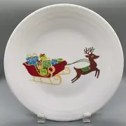 Fiesta Holiday Sleigh Luncheon Plate | Fiestaware White Lunch Reindeer Christmas