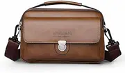 [BBJMTCJTZ] Men's Shoulder Bags Leather Crossbody Hand Tote Bags Street Commuter Bag, Dark Brown, Medium