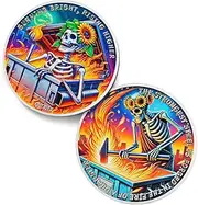 Sunflower Skull Dumpster Fire Challenge Coin - The Strongest Steel is Forged Dumpster Fire Coin - Funny Desk Accessories for Work - Hilarious Coworker Go Away Token - Inspirational Gifts for Men Women