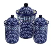 Polish Pottery 3-Piece Kitchen Canister Set by Zaklady - 80 oz. & 45 oz.