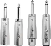 SING F LTD 4X Male Female 3-Pin XLR Plug to 6.35mm Male Mono Plug Microphone Audio Adapters
