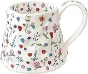 Movlen Ceramic Coffee Mug Cute Handmade Flowers Creative Mugs Design Printed Flowers Cup for Office and Home 18 oz/500 ml for Latte Tea Milk (White), M1010