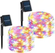 2Pack 200 LED Solar Fairy String Lights Copper Wire Multi-Color Party Xmas Decor