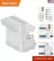6 Pack Unisex Cotton Blend Hospital Gowns for Comfort & Modesty, Size Up to 2XL