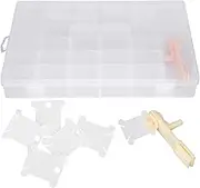 Embroidery Floss Cross Stitch Organizer Box Set, Floss Bobbins, Manual Winding Machine, Embroidery Organizer for Craft DIY Sewing Storage