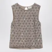 [P.A.R.O.S.H.] Gray Tank Top With Sequins M Grey
