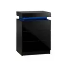 Bedside Table RGB LED 3 Drawers Black