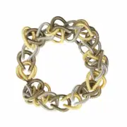 TIGERSTARS HANDCRAFTED TRI COLOR DOUBLE RING PIANO WIRE CHAIN BRACELET