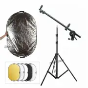 Studio Photo Reflector Bracket Arm w/ Light Stand & 5 in 1 60x90cm Reflector