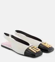 [Balmain] Balmain Flat Eden leather slingback flats AU 4 white