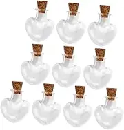 Cabilock 10pcs Heart Shape Cork Stopper Mini Glass Wishing Bottles for DIY Decoration for Message Jars Pendants and Unique Ideas