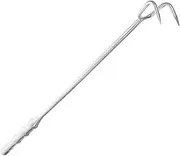 Stainless Steel Meat Hook with Long Handle Scald BBQ Turner for Grilling Heavy Duty Barbecue Accessory for Meat Processing and Cooking