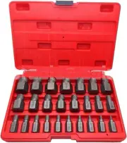 25 pcs Multi-Spline Screw Extractor Set Hex Head Bit Socket Wrench Bolt Remover