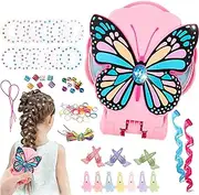 Hair Gems Stamper with 180 Colorful Hair Gems,Hair Kit with Rhinestones, Hair Bling Gems for Girls, Bling Bling Hair Gem Stamper(Pink)
