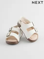 Neutral White Wide Fit (G) Corkbed Two Strap Sandals (E99955) | $31 - $35