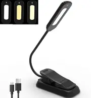 Book Light, 12 LED USB Rechargeable Reading Light with 3-Level Brightness