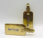 Luggage Tag Set of Two with Buckle Attachment Bon Voyage Gold