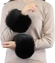 [Peecabe] Faux Fur Short Wrist Cuffs Women Winter Fuzzy Arm Warmers Wrist Cover Fluffy Soft