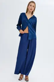 Ally Fashion Blue Wide Leg Pants High Rise - Size 6, Women's Wide Leg Pants