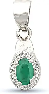 [HIMALYA QUARTZ] Emerald Gemstone 925 Sterling Silver Boho Charm Oval Cut 3.5x5.5mm Shape Silver Pendant For Women Jewelry SP-616
