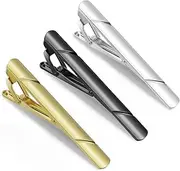 [SMLBJUTE] Tie Clips for Men Black Gold Silver Classic Tie Bar Clip Set