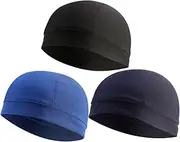 [WRITWAA] 3pcs Sports Headband Liner Cap Cycling Quick Dry Inner Breathable Stretchy Uv Protection Linning Hat for Outdoor Activities Navy