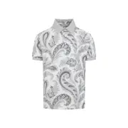 [Etro] Etro-Pinted Grey Cotton Roma Polo-Uomo XL STAND