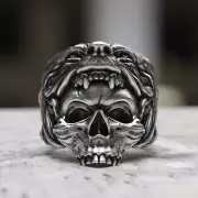 Handcrafted 925 Sterling Silver Wolf Skull Ring | Unique Wildlife Jewelry