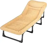 Steel Foldable Camping Bed with Plush Mattress Lightweight Camping Bed Height Adjustable Foldable Bed for Outdoor Office