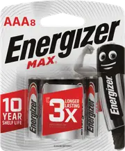 Energizer Max AAA Batteries 8 Pack - E92BP8T