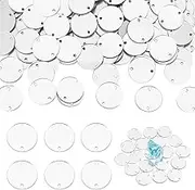 AHANDMAKER 200Pcs Sew on Silver Mirror Rhinestones, Flat Round Mirror Sew on Beads Mirrored Rhinestones Stone Sew On Mirror Pieces with Holes Flat Back Mirror Bead for Crafts Dresses Garment Accessory