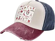[JBYJBX] Christmas Santa Claus Print Vintage Style Washed Baseball Cap Adjustable Dad Hat with Classic Brim Unisex Hat