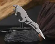 Titanium mini Knife 420j2 Blade EDC Survival Folding Keychain Pendant Cheetah