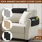 5Pcs Sofa Armrest Cover with Side Storage Pockets Lambswool Sofa Arm Amztq