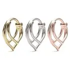 14K Real Solid Gold Triple Chevron Stacked Clicker Hoop - Septum, Daith Piercing