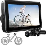 FEISIKE Handlebar Bike Mirror, Bicycle Rear View Camera with 4.3'' HD Night Vision Function, 145° Wide Angle View, Adjustable Rotatable Bracket, Compatible with Bicycle, Mountain, Road Bike