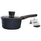 D&W Premium Cookware 7in Saucepan Casserole with Lid Charcoal Aluminum 1.9QT